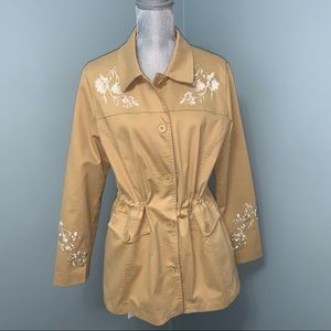 VINTAGE GUILLAUME floral EMBROIDERED fall JACKET trench coat women’s size large